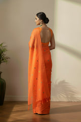 Orange jamdhani saree