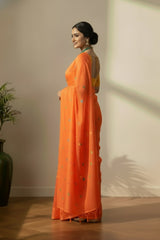 Orange jamdhani saree