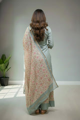 Tusser silk soft pastel greyish-blue shade kurti material
