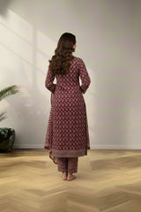 Round neckline crape cotton kurti set