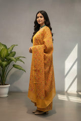 Yellow Chanderi silk kurti material