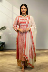 Round neck wit slit cotton kurti set