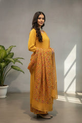 Yellow Chanderi silk kurti material
