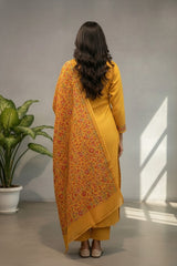 Yellow Chanderi silk kurti material