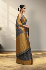 Blue Tusser Saree