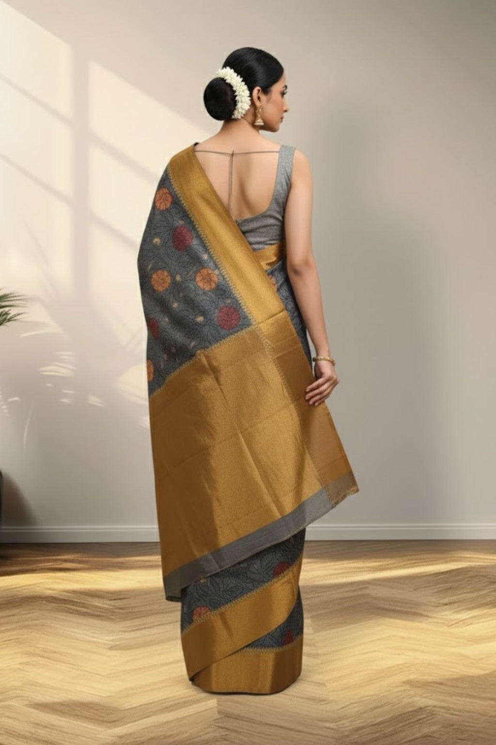 Blue Tusser Saree
