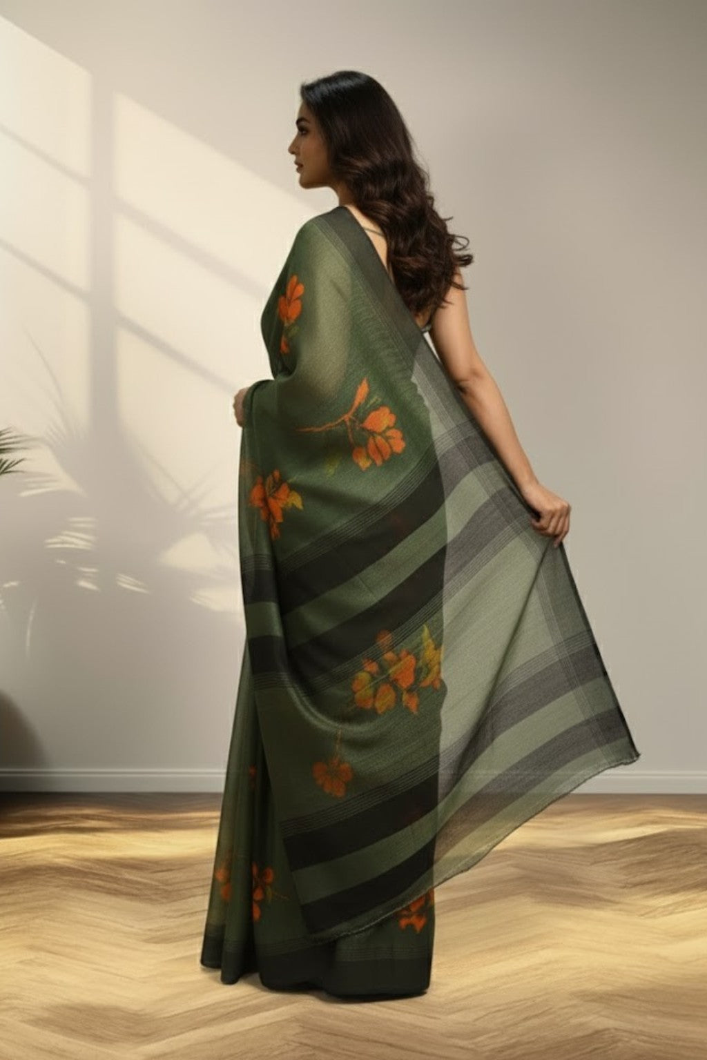 Green tusser Saree
