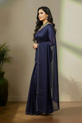 Deep purple organza saree