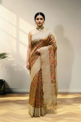 Brown banarasi silk saree