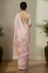 Onion organza saree
