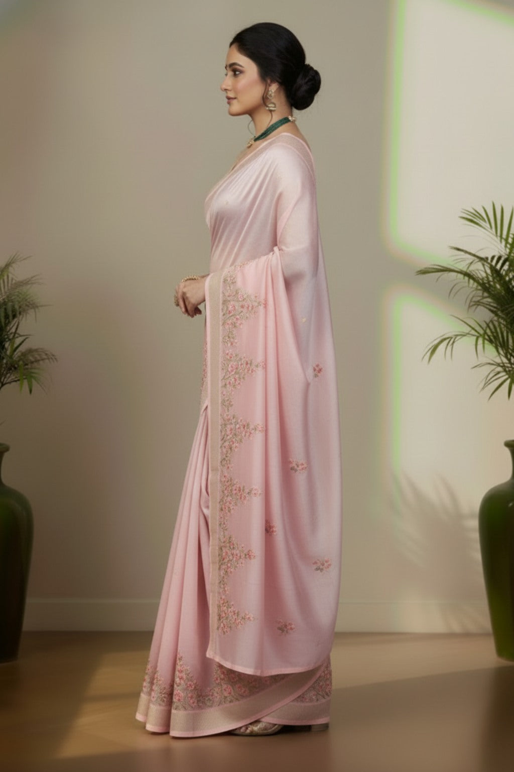 Onion organza saree