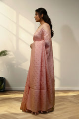 Pink tusser saree