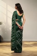 Green crape saree