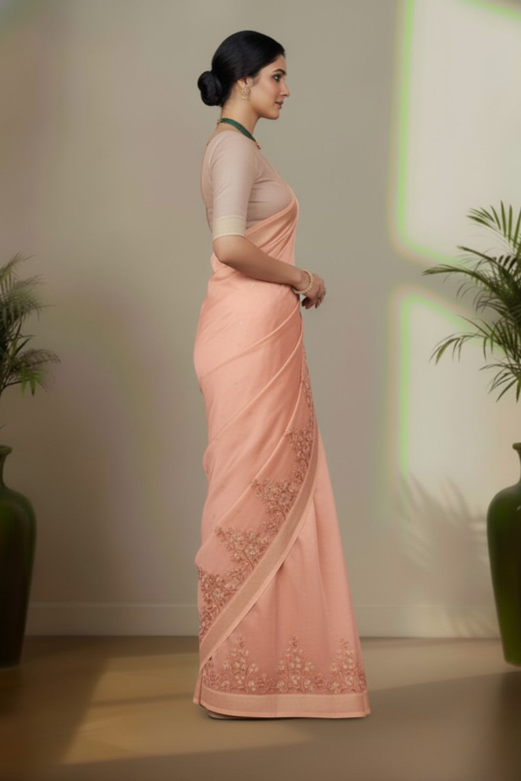 Organza cut work saree