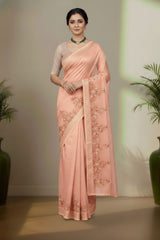 Organza cut work saree