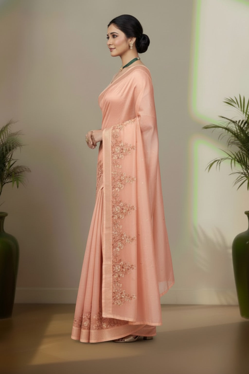 Organza cut work saree