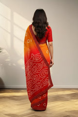 Yellow and Orange Crape Saree