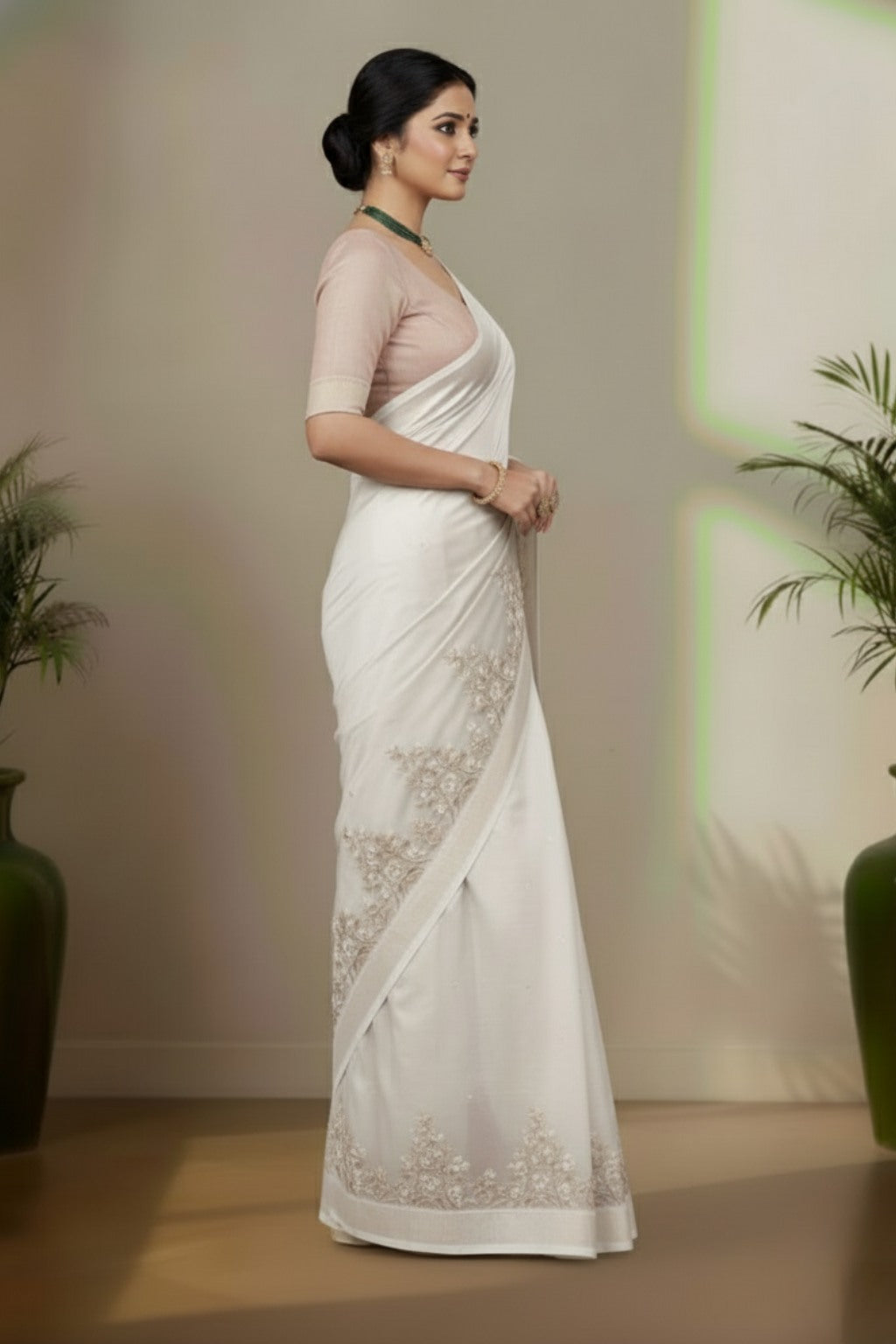 White organza saree
