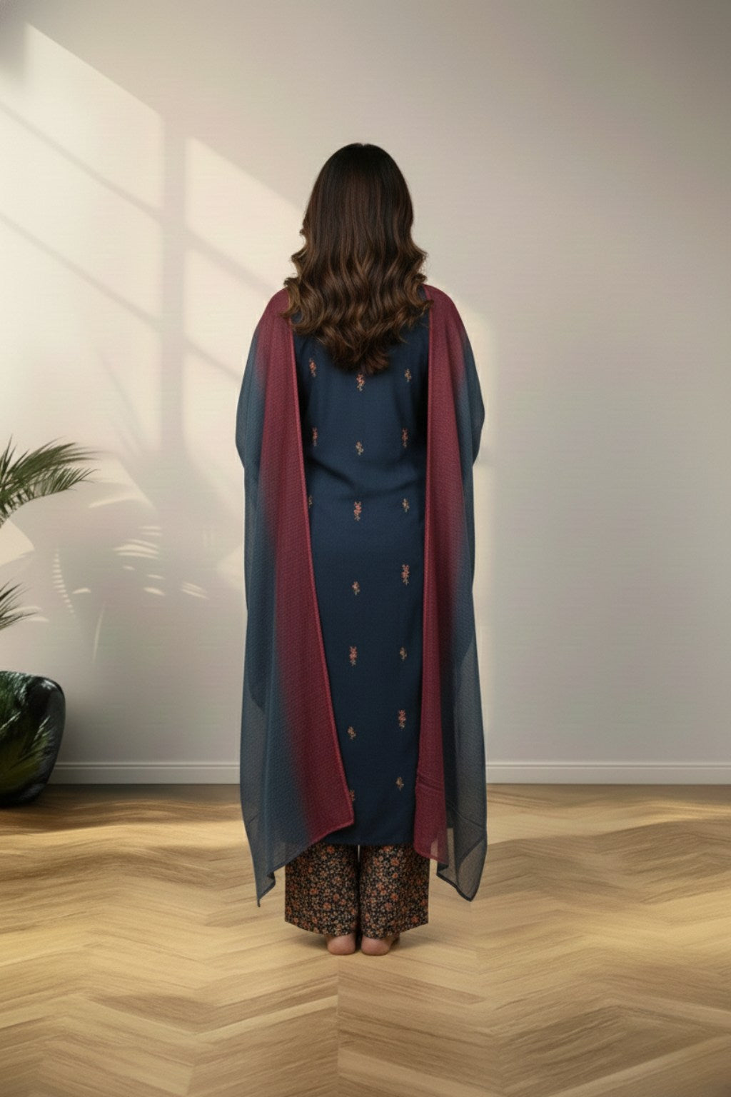 Blue chanderi cotton Kurti set