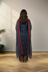 Blue chanderi cotton Kurti set