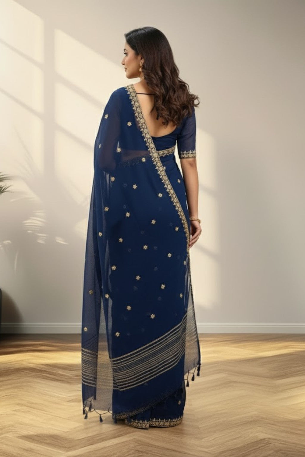 Blue Georgette saree