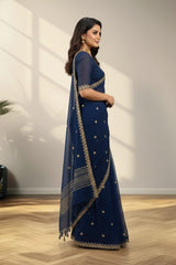 Blue Georgette saree