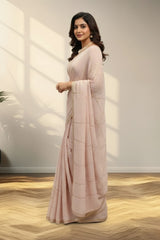 Pastel pink Georgette Saree