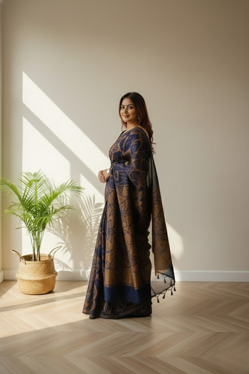 Tusser cotton , hand loom saree