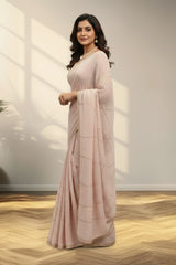 Pastel pink Georgette Saree