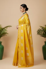 Yellow organza saree