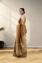 Brown banarasi silk saree