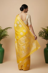 Yellow organza saree
