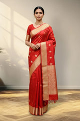 Dark Red Banarasi saree