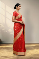 Dark Red Banarasi saree