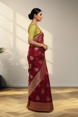 Red and Green Banarasi saree