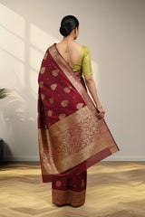Red and Green Banarasi saree