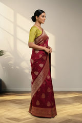 Red and Green Banarasi saree