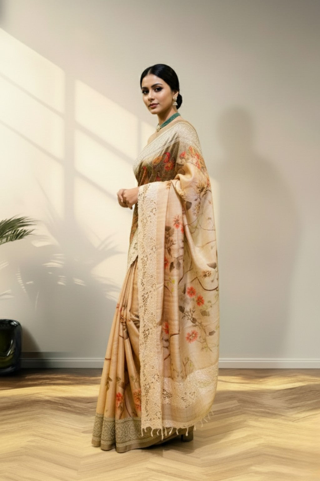 Champagne beige banarasi silk