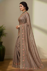 Dusky brown Tusser saree