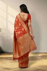 Red Banarasi saree