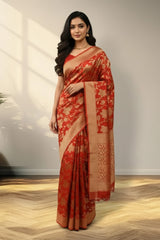 Red Banarasi saree