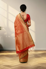 Red brocade Banarasi saree
