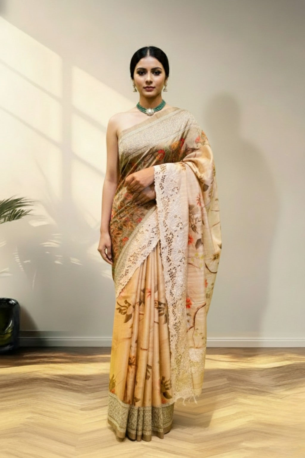 Champagne beige banarasi silk