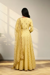 Pastel yellow anarkali