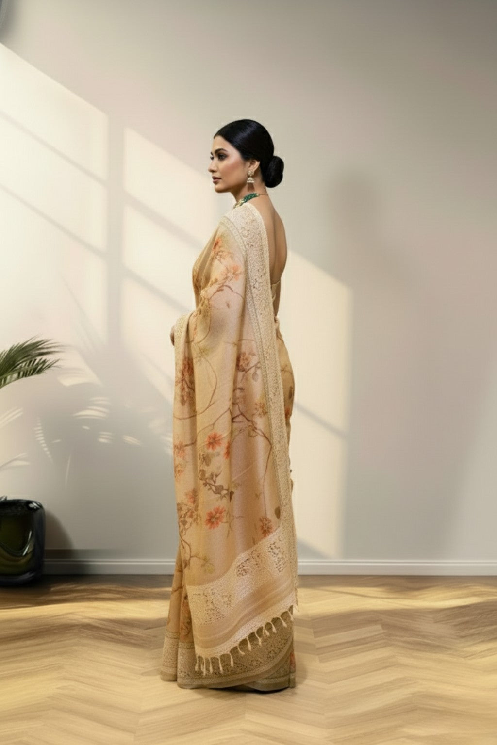 Champagne beige banarasi silk