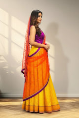 Key hole Front neck patten lehenga with knitted duppata