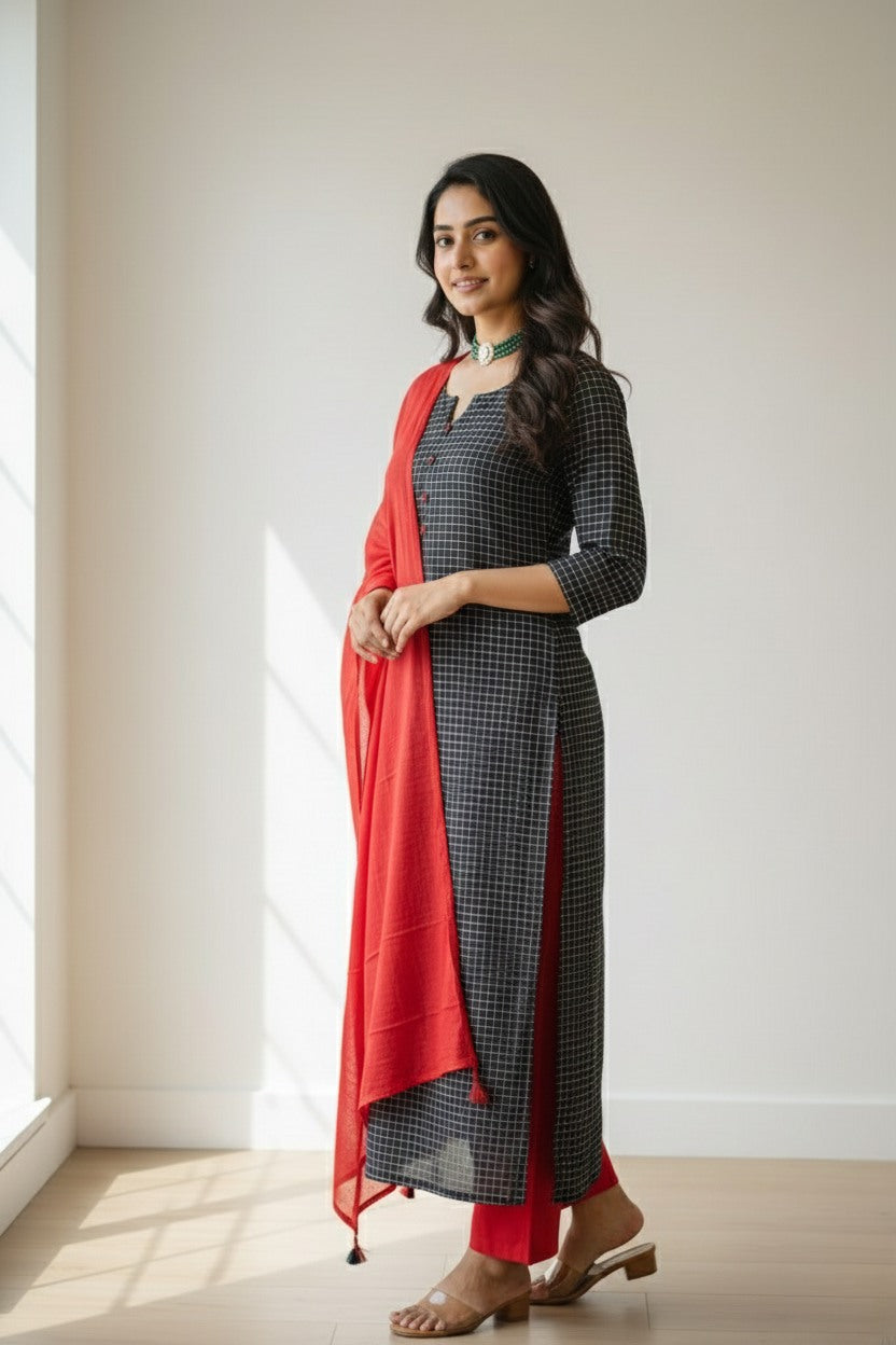 Cotton checks kurti material