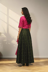 Sleeveless with ruffels duppata  lehenga