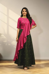 Sleeveless with ruffels duppata  lehenga