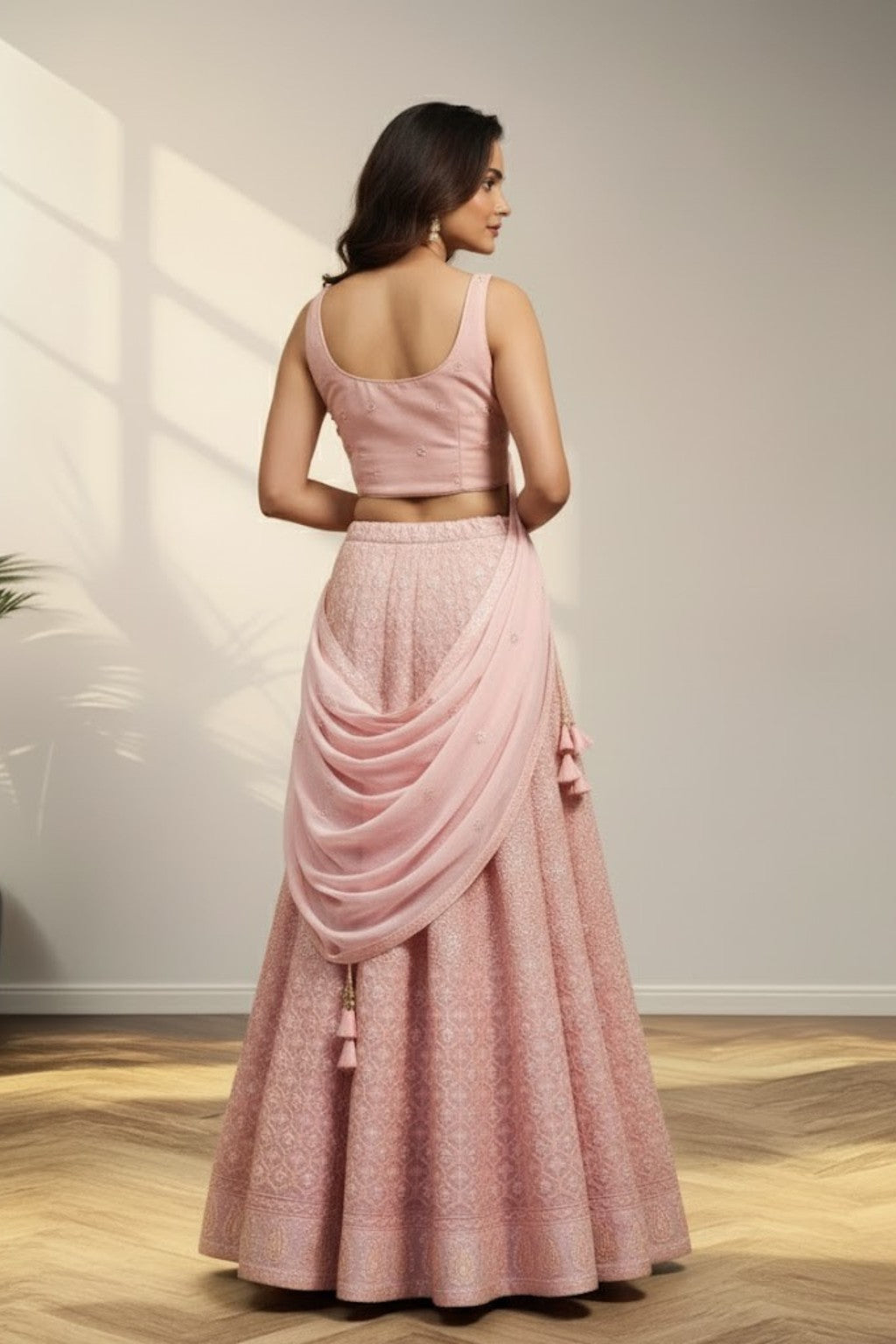 Georgette Pink Long Gown